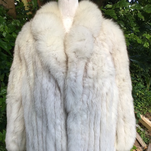 evans grey fur coat